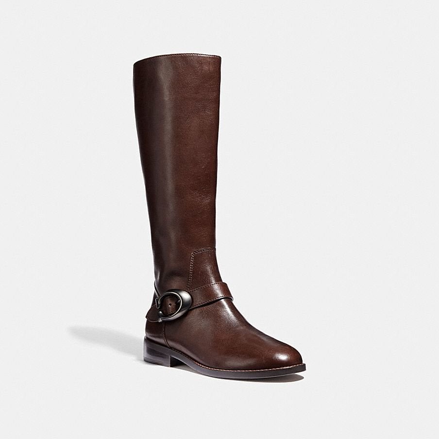 Coach brynn signature shop buckle riding boots