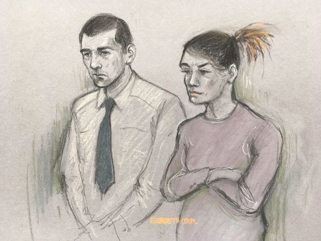 ﻿A sketch of Waterson and Hoare at the trial