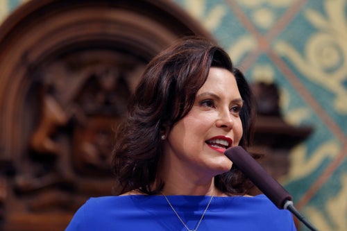 gretchen whitmer blue dress Michigan governor blasts TV story about her appearance