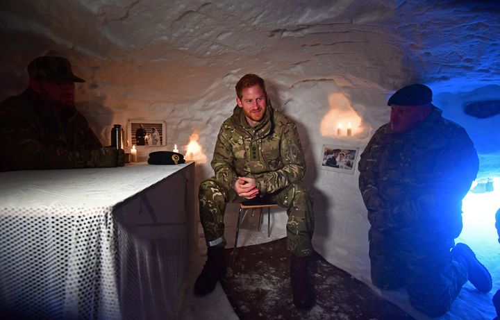 Harry in Bardufoss, Norway, for a celebration of the 50th anniversary of the Commando Helicopter Force and Joint Helicopter Command. Exercise Clockwork is the traditional name for the annual winter exercise, based in one of the world's most demanding environments, 200 miles inside the Arctic Circle in north Norway. 