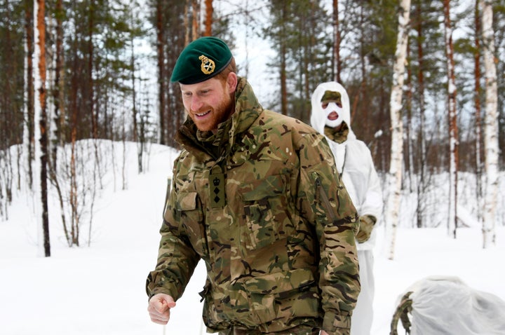 A troop outfitted in extreme weather gear. 