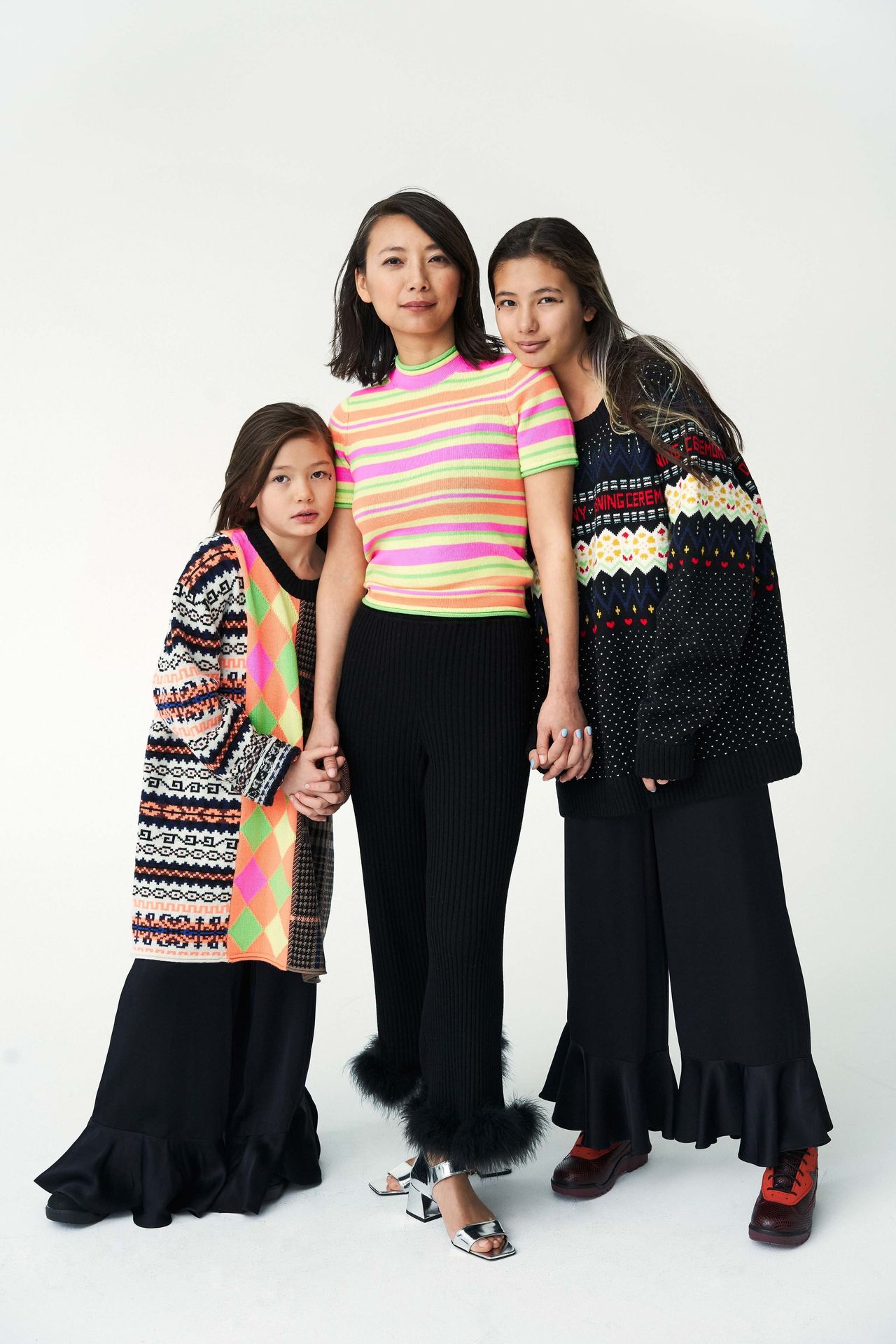 Jing Liu (architect, founder of design firm SO-IL), with her daughters Amalia and Francis