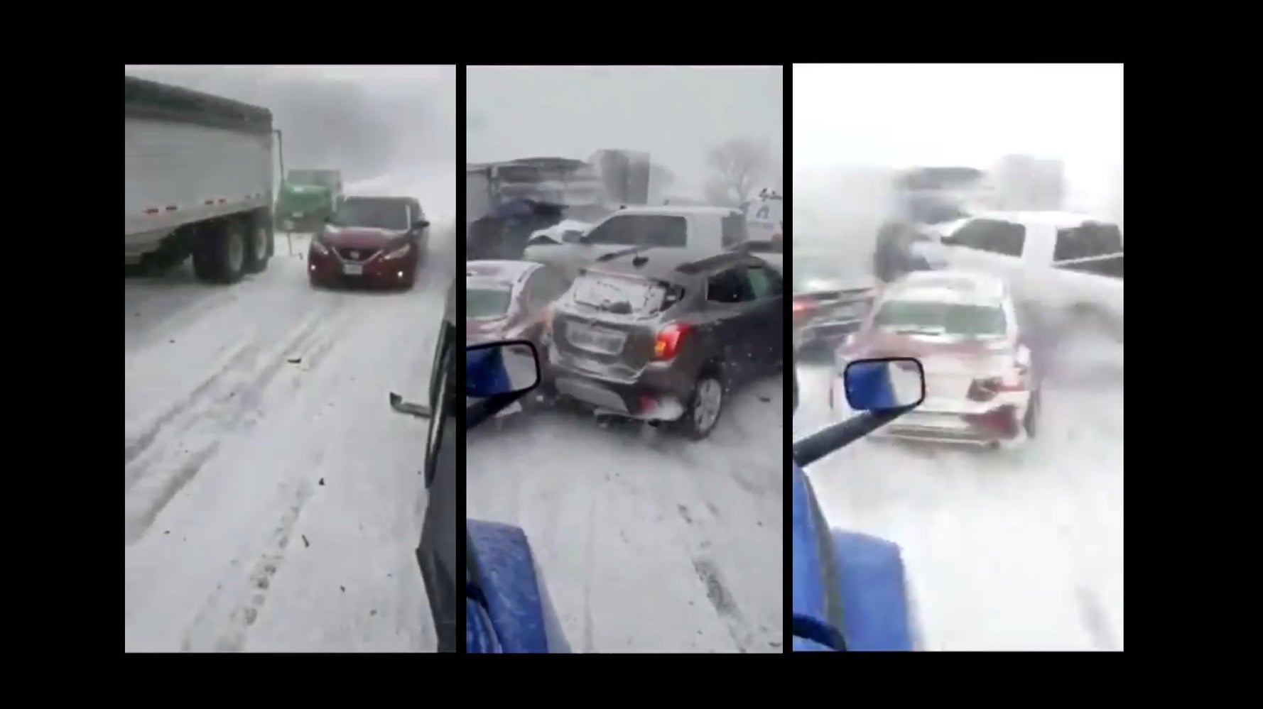 凍結した高速道路で車が次々に 玉突き事故の動画が恐怖すぎる ハフポスト