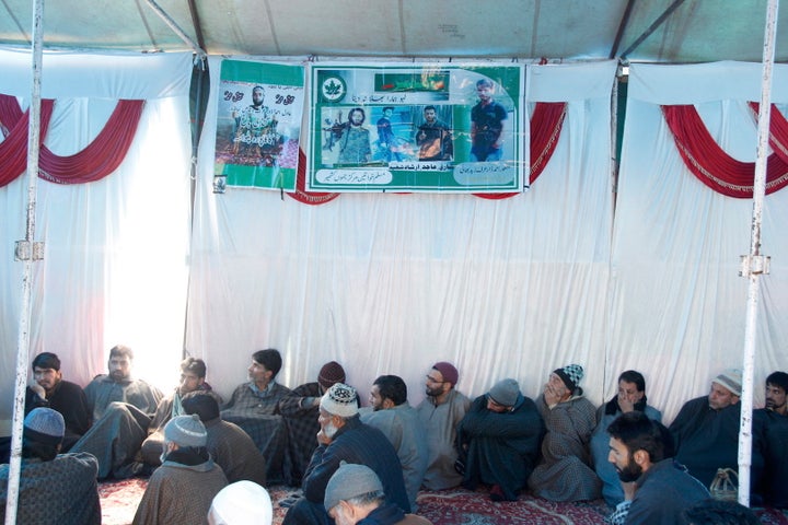 The gathering at Adil Dar's funeral in Kashmir.