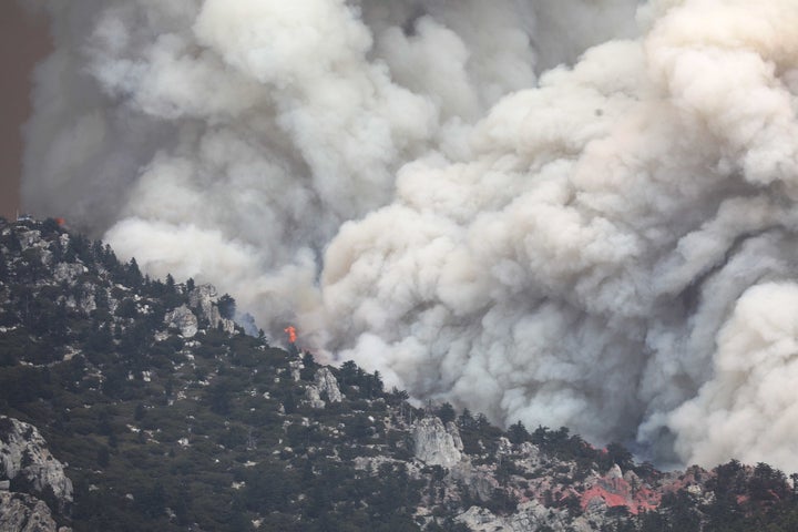 The Cranston Fire is seen burning in the San Bernardino National Forest near Idyllwild, California, in July.