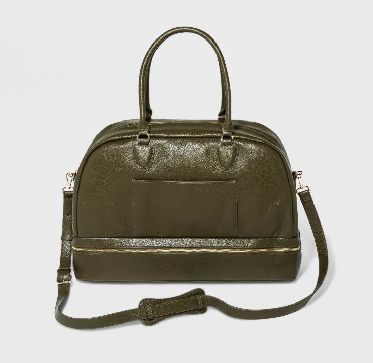 leather weekender bag with trolley sleeve