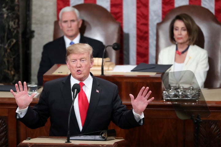 President Trump delivers the State of the Union address as Vice President Mike Pence and Speaker of the House Nancy Pelosi look on, Feb. 5, 2019. (Photo: Andrew Harnik/AP)