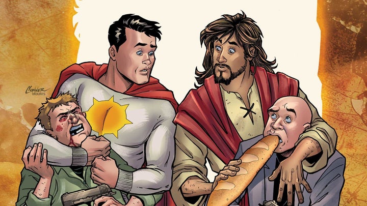 "Second Coming" is a comic book series about Jesus and a superhero named Sun-Man, who have different approaches to saving the world. After DC Comics requested changes the writer and artist weren't comfortable with, they had the rights returned to them and are seeking another publisher.