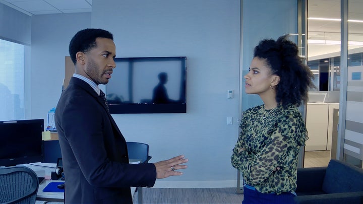 André Holland and Zazie Beetz in "High Flying Bird."