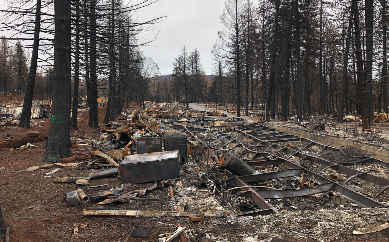The Ridgewood Mobile Home Park looks much as it did right after the Camp fire tore through it in November of last year. — Paradise, California, Feb. 12