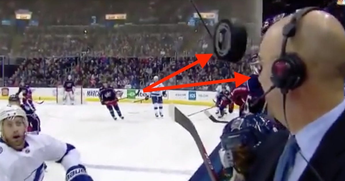 Holy Puck! Hockey Announcer's Terrifying Close Call Caught On Video