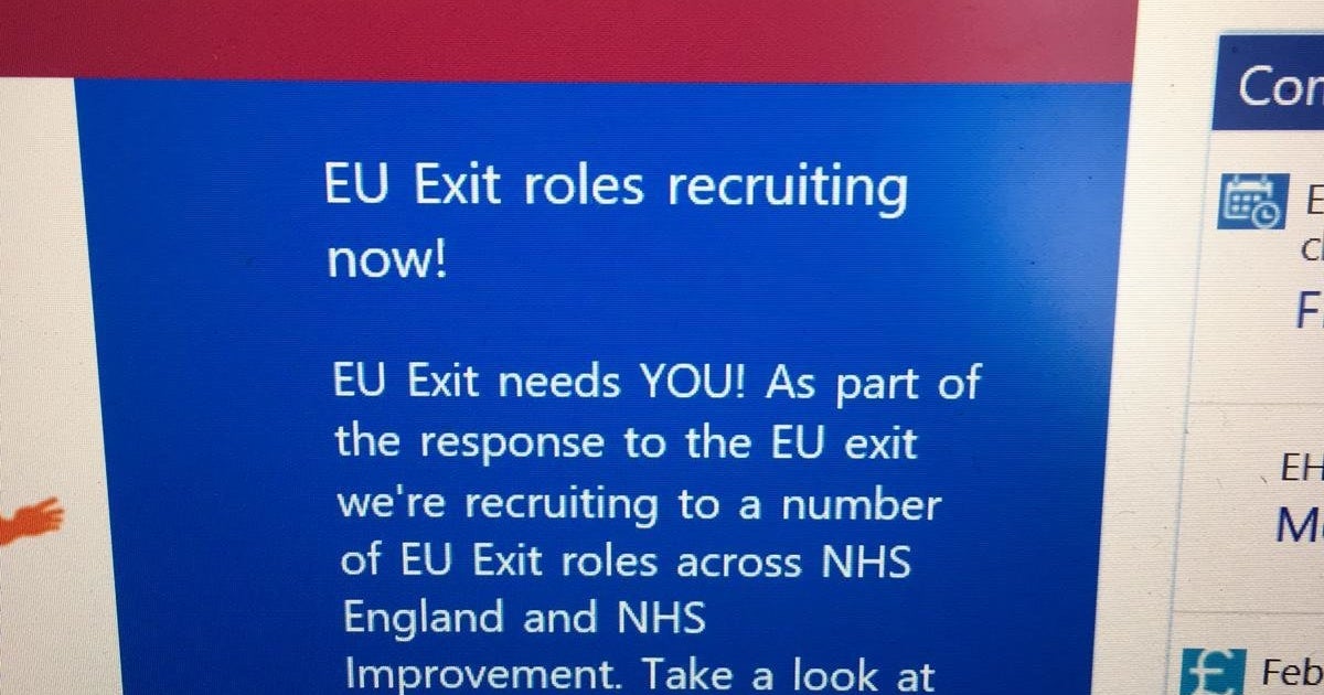 Nhs Brexit With Less Than 40 Days To Go, The NHS Is Advertising 200+ Jobs To ...