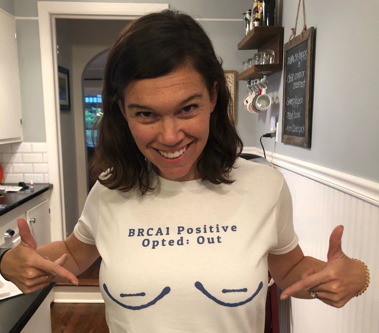 Maureen Boesen, one month prior to receiving her new genetic results, showing she's proud to be BRCA-positive and a previvor.