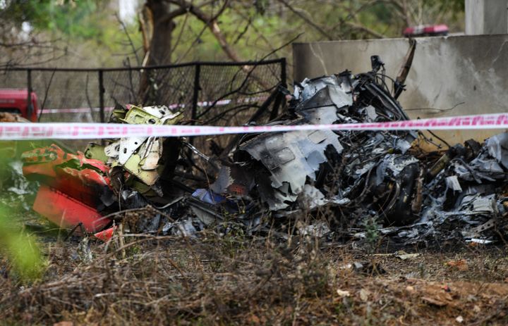  A view of the engine of one of the two Surya Kiran's that crashed in Bengaluru on Tuesday where two pilots were injured and one confirmed dead.