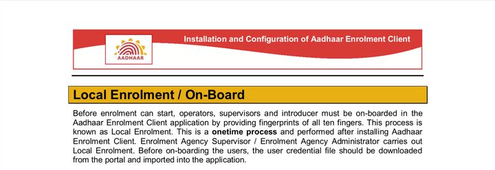 A UIDAI document explaining the on-boarding process for enrolment operators like Vikram Sheokhand.