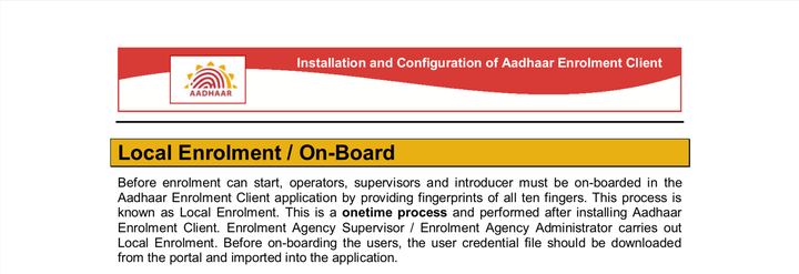 A UIDAI document explaining the on-boarding process for enrolment operators like Vikram Sheokhand.