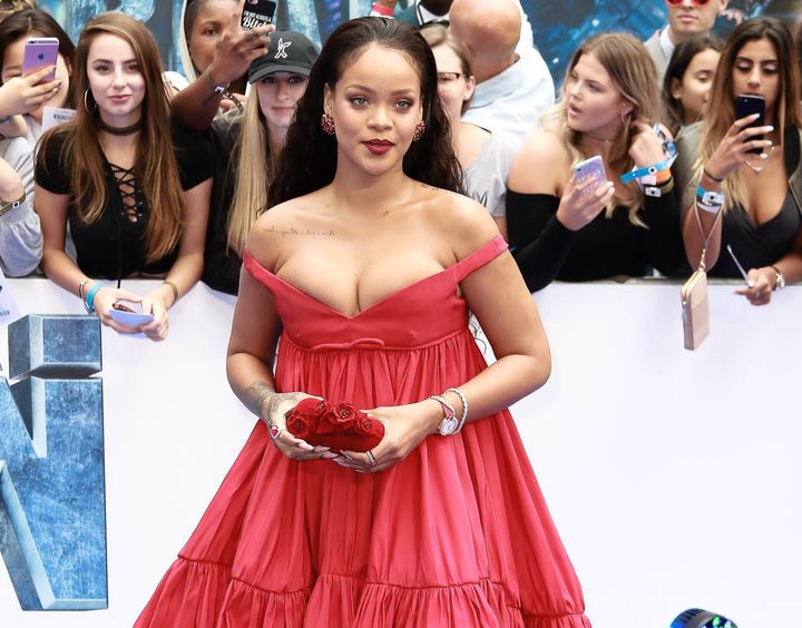 Rihanna rocks a stunning red dress at the premiere of Valerian and the City of A Thousand Planets