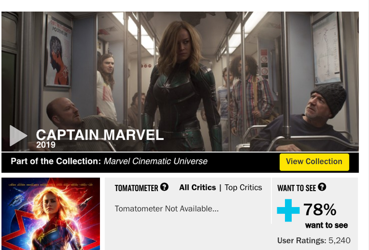 Rotten Tomatoes screenshot from Tuesday, Feb 19.