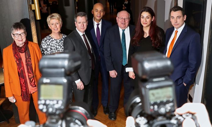 Ex-Labour MPs, with Chris Leslie (third from left), in the Independent Group.