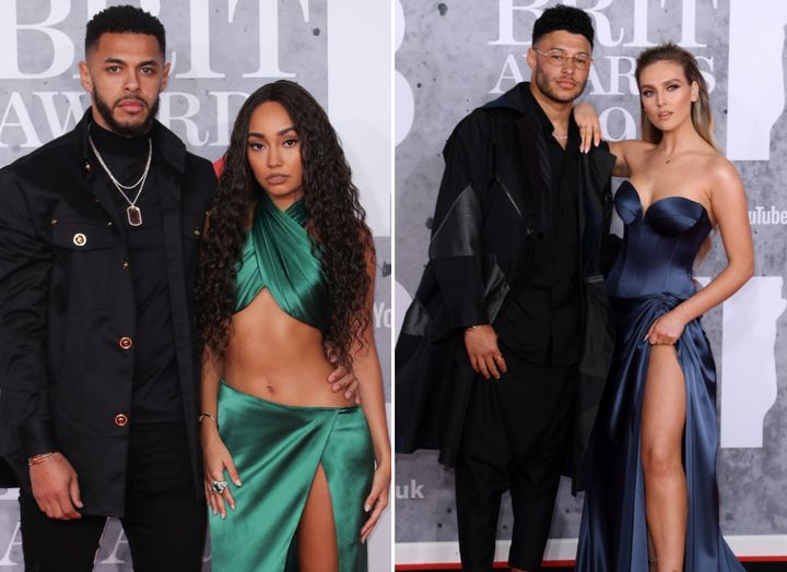 Leigh-Anne Pinnock and Perrie Edwards pose with their boyfriends