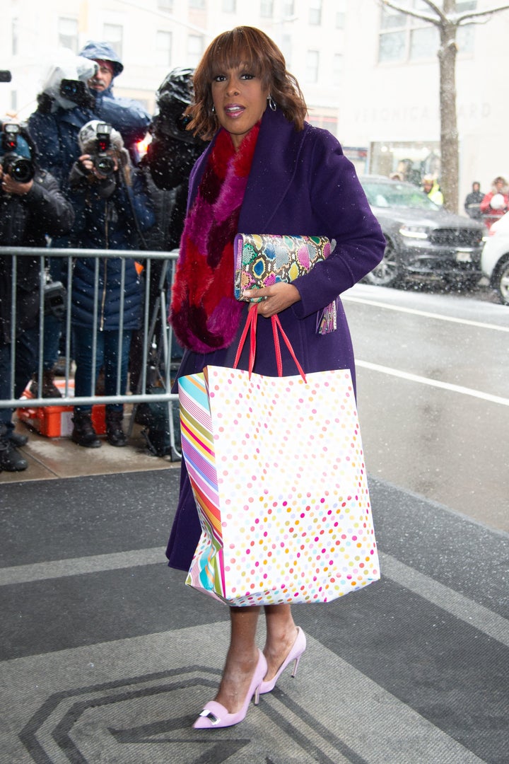 Gayle King arrives at Meghan Markle's baby shower on Feb. 20, 2019, in New York City.