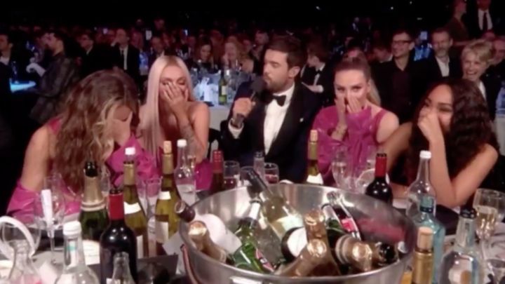 Little Mix laughed as Jack Whitehall made a dig at Piers Morgan at the Brits