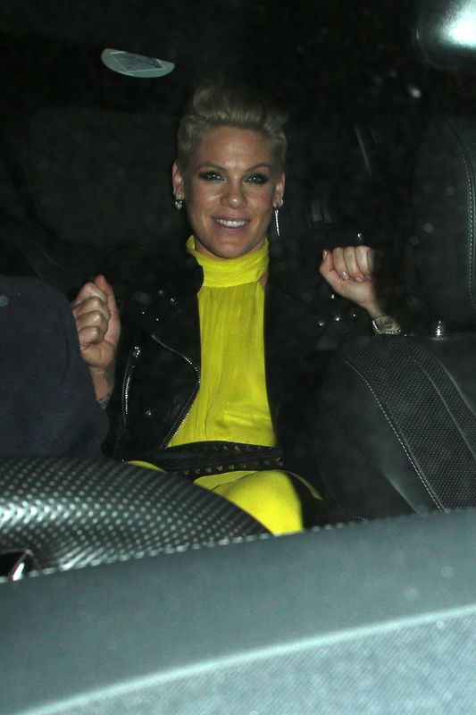 Pink got the party started before she even pulled up in her car.&nbsp;