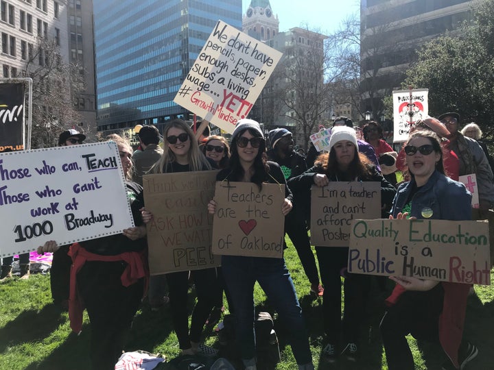 Oakland educators on strike, protesting at the rally at city hall — Feb. 21, Oakland, California.