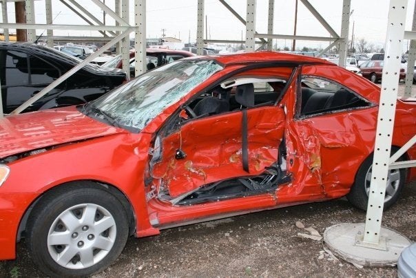 Piazza's car after she was hit by a drunk driver whose blood alcohol was three times the legal limit.