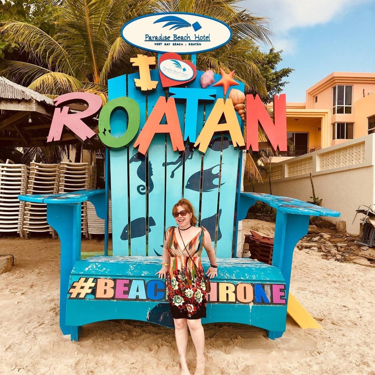 Piazza celebrating her 40th birthday on Roatan Island in 2018 -- 10 years after her near-death experience.