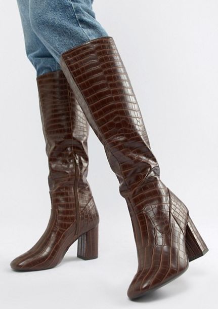 These tall faux crocodile boots
