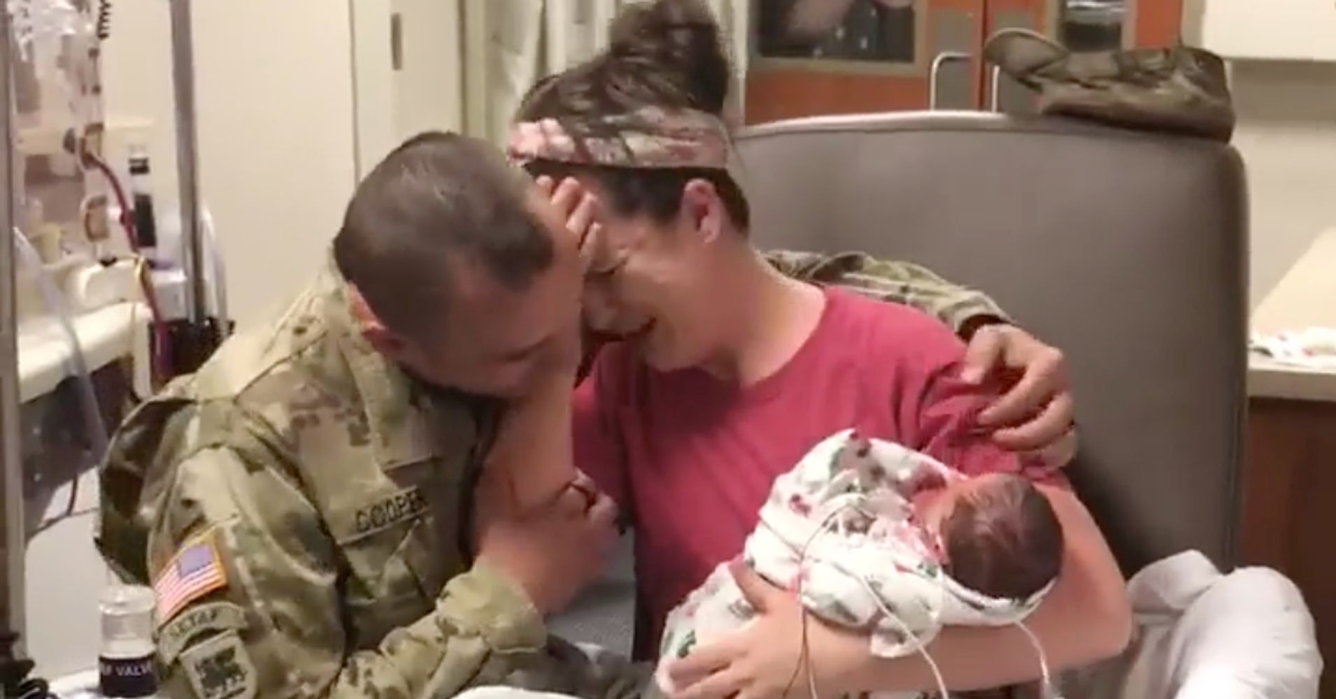 Deployed Military Husband Surprises Wife In NICU In Emotional Video
