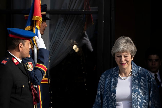 Theresa May bei ihrer Ankunft in Scharm el-Scheich.