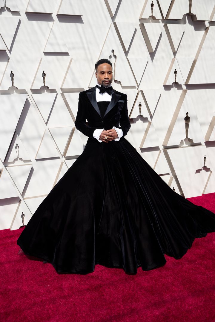 Billy Porter Slays Oscars 2019 Red Carpet With Velvet Tuxedo Dress