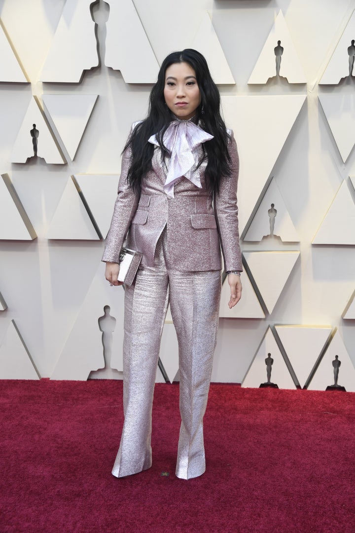 Awkwafina in a glittery DSQUARED² suit.