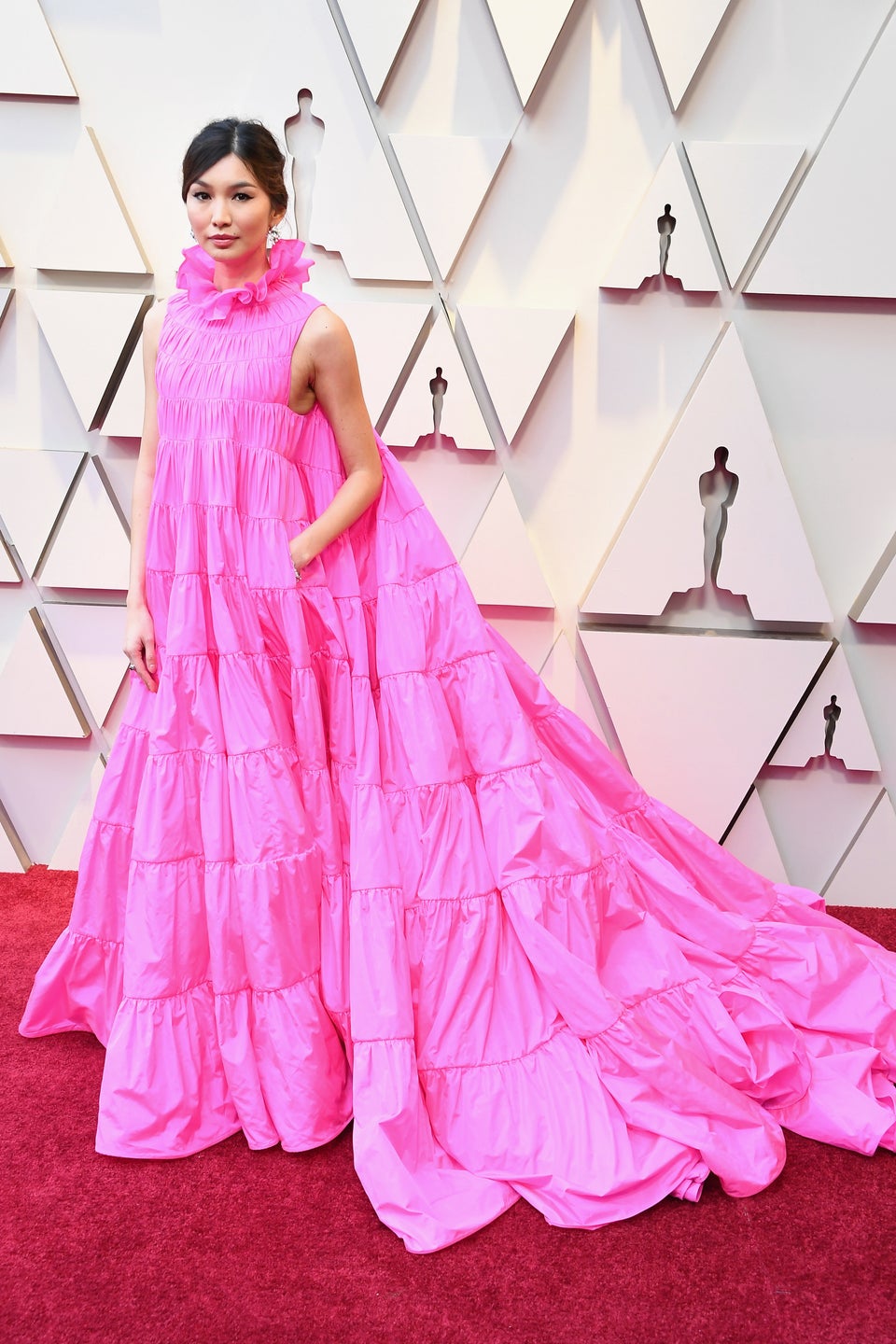 Pink oscars clearance dress