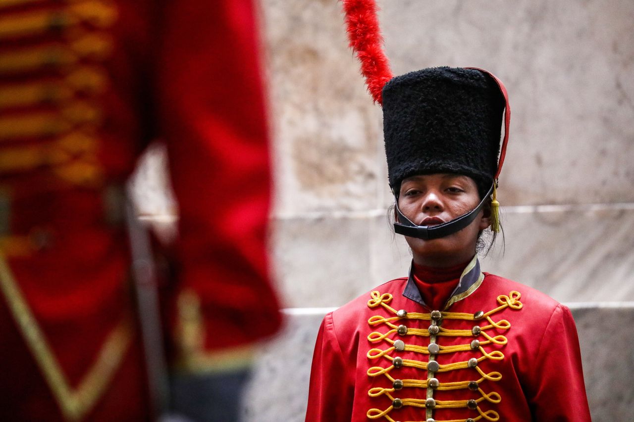 A serviceman of the Presidential Honour Guard at the National Pantheon of Venezuela