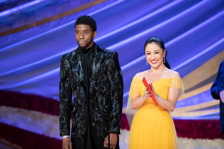 Chadwick Boseman and Constance Wu presented the award for Best Original Song at the Oscars on Sunday.