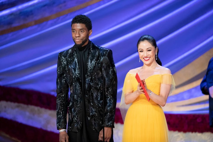 Chadwick Boseman and Constance Wu presented the award for Best Original Song at the Oscars on Sunday.