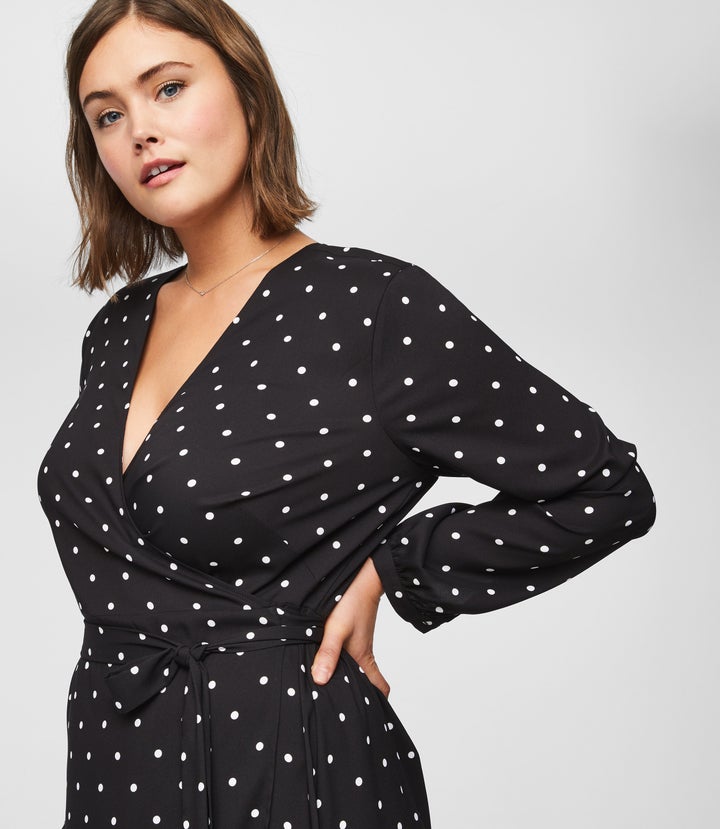 Loft Outlet Black And White Polka Dot Size M Long Sleeve Women's Dress NEW