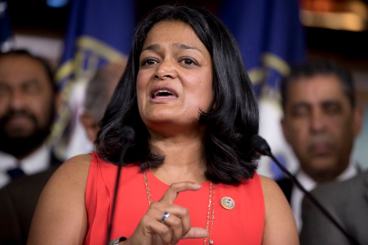Rep. Pramila Jayapal (D-Wash.) in Washington, D.C., in 2017. She is set to introduce a "Medicare for all" bill in the House on Feb. 27.