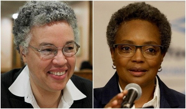 Toni Preckwinkle, left, or Lori Lightfoot will become the next -- and first black female -- mayor of Chicago.