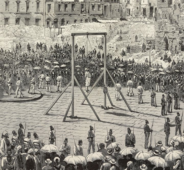 Ιστορική απεικόνιση από την εκτέλεση του Suleiman Daoud, κατηγορούμενου για την «έναρξη των πυροβολισμών», στις 9 Ιουνίου 1883, στην Αλεξάνδρεια, στην Αίγυπτο.