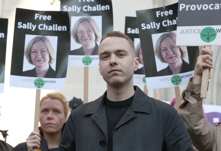 Challen's son David, outside the Royal Courts of Justice in London 