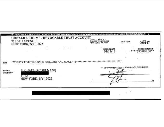 Michael Cohen Presents Check Trump Gave Him For Stormy Daniels Hush Money |  HuffPost
