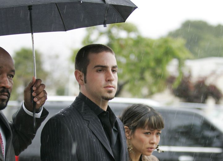 Wade Robson and his now-wife, Amanda Rodriguez, arriving at Michael Jackson's 2005 trial on child molestation charges. Jackson was acquitted, with Robson among those testifying on his behalf. The choreographer now says he was sexually abused by Jackson as a child. 
