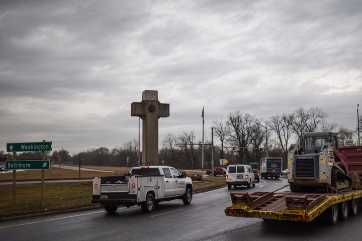 The World War I memorial cross in Bladensburg, Maryland -- near the nation's capital Washington -- is seen on February 08, 20