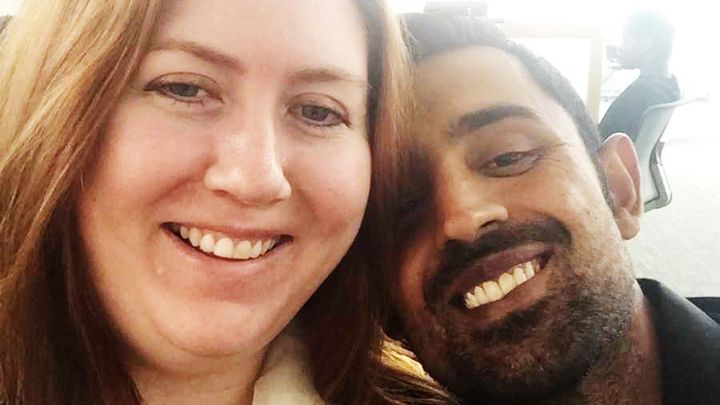 Jennifer Asif, left, and her husband Adnan Asif, right, pose for a selfie. 