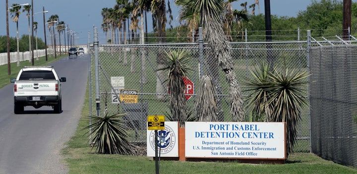 A Border Patrol truck enters Immigration and Customs Enforcement's Port Isabel Detention Center in South Texas. Adnan Asif Parveen has been detained there since January.