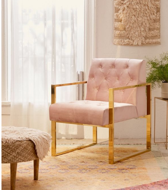 Pink and best sale gold accent chair